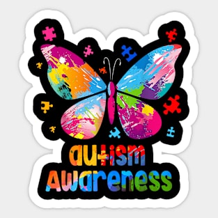 Autism Awareness Colorful Butterfly Puzzle Sticker